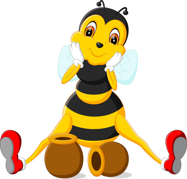 illustration of cute bee cartoon - Vector, Image
