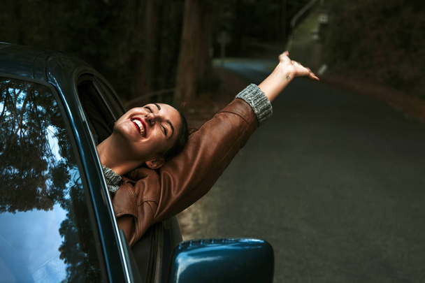 happy girl in car - Photo, Image