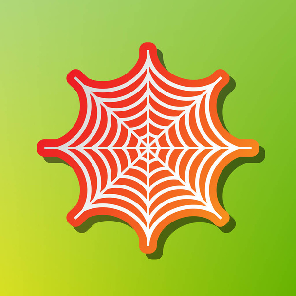 Pavouk na web ilustrace. Kontrast ikona s načervenalým tahu na zeleném pozadí. - Vektor, obrázek