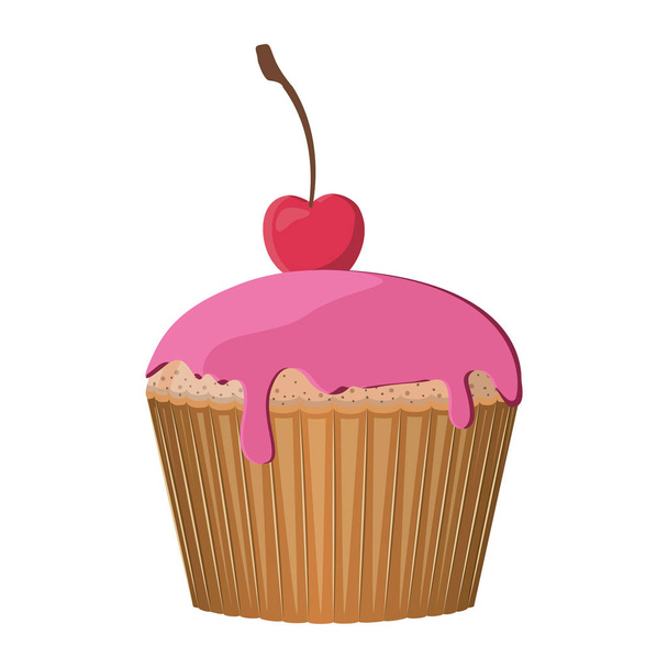 Zoete cupcake icoon - Vector, afbeelding