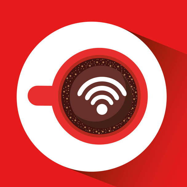 internet coffee wifi connection icon - Vector, Image
