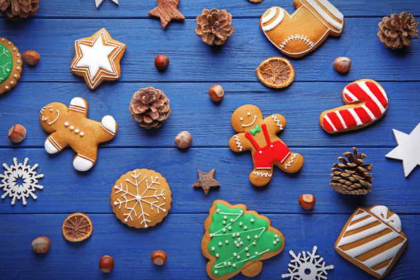 Composition of tasty Christmas cookies - Foto, afbeelding
