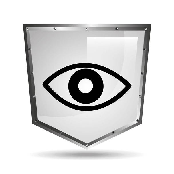 symbole surveillance icône bouclier acier
 - Vecteur, image
