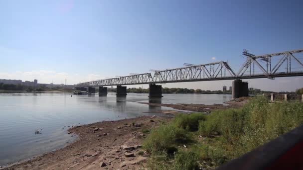 Ob river panorama on territory of Novosibirsk, Siberia - Felvétel, videó