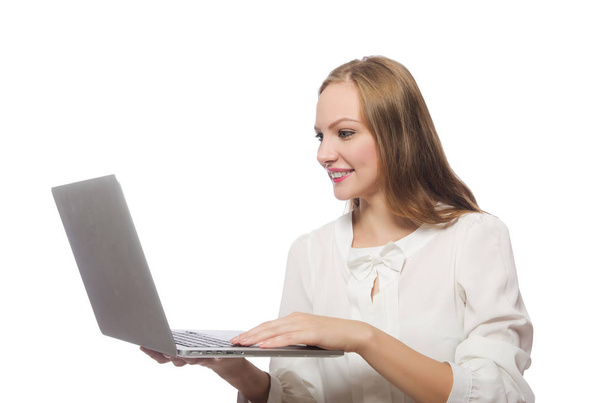 Бізнес-леді з ноутбуком в бізнес-концепції
 - Фото, зображення