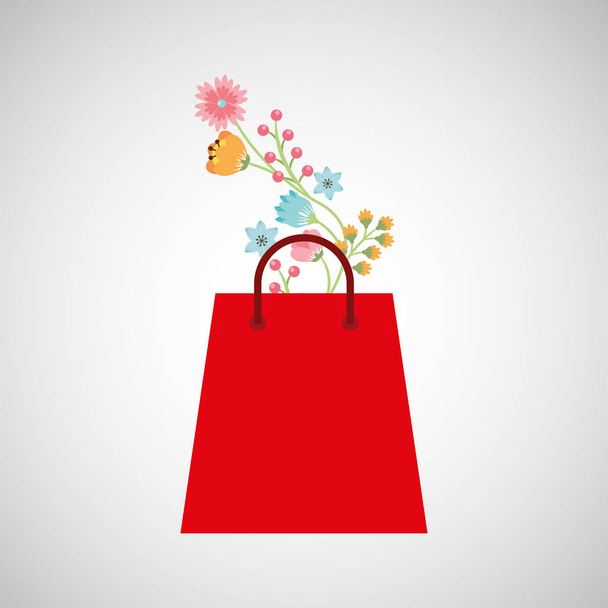 bolsa de compras con flor de belleza
 - Vector, Imagen