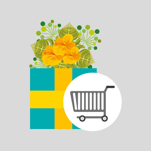 shopping floral spring gift yellow flower - Vector, Image