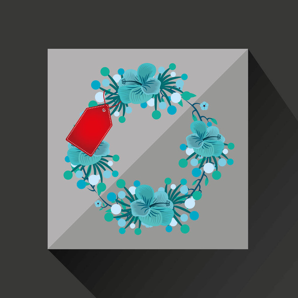 Kék virág bolt díszítő ikon tervezés - Vektor, kép