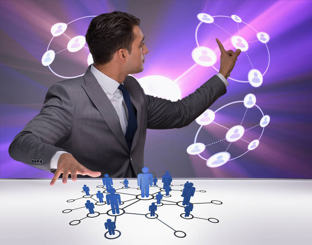 Businessman in social networks concept - Photo, Image