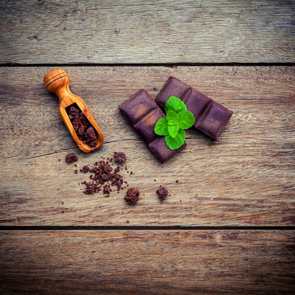 Σοκολάτα μενού φόντου και επιδόρπιο. Συστατικά για την αρτοποιίας ch - Φωτογραφία, εικόνα