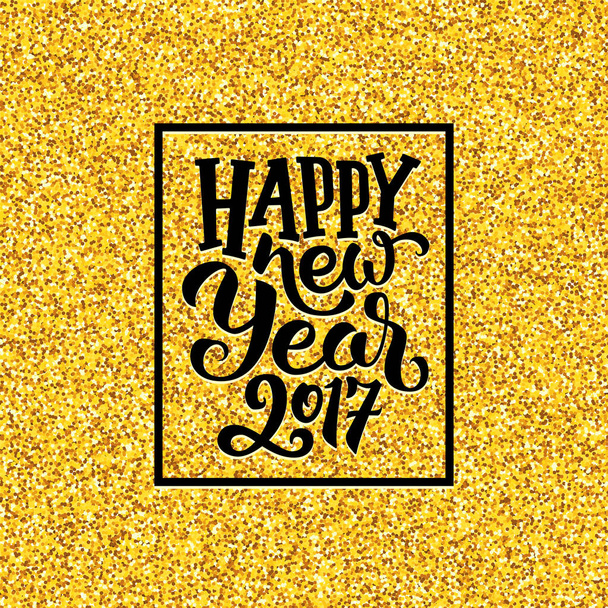 Gelukkig Nieuwjaar 2017 groeten op gouden achtergrond - Vector, afbeelding