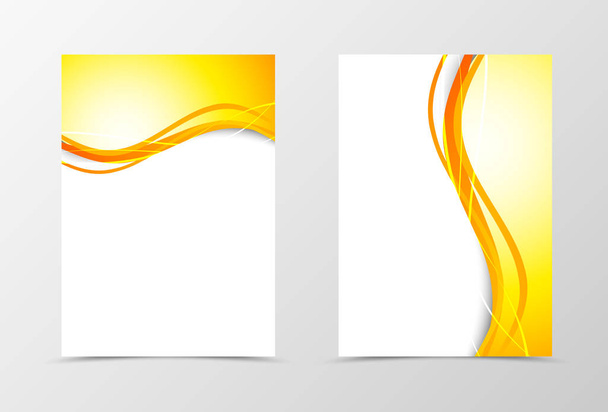 Design de modelo de panfleto de onda dinâmica frontal e traseira
 - Vetor, Imagem