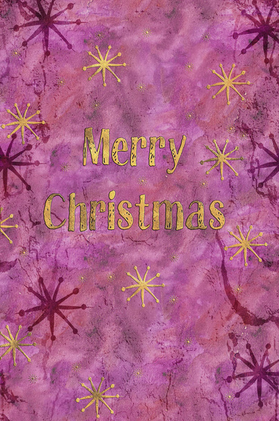 The wish "Merry Christmas" on a watercolor background with stars. - Photo, Image