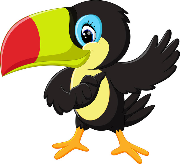 illustration of Cartoon happy bird toucan - Διάνυσμα, εικόνα