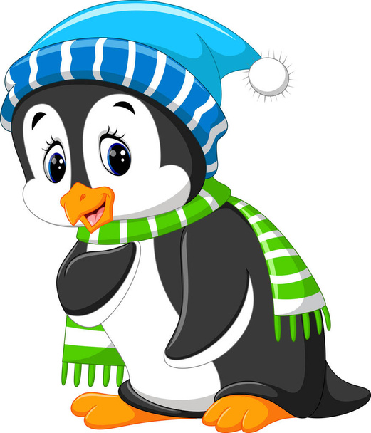 Cute penguin cartoon - Vector, Imagen