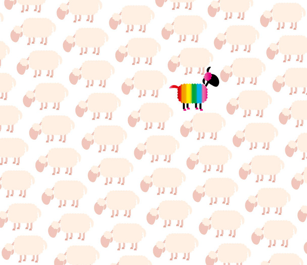 Black Sheep Gay Pride Rainbow Colors - Vector, Image