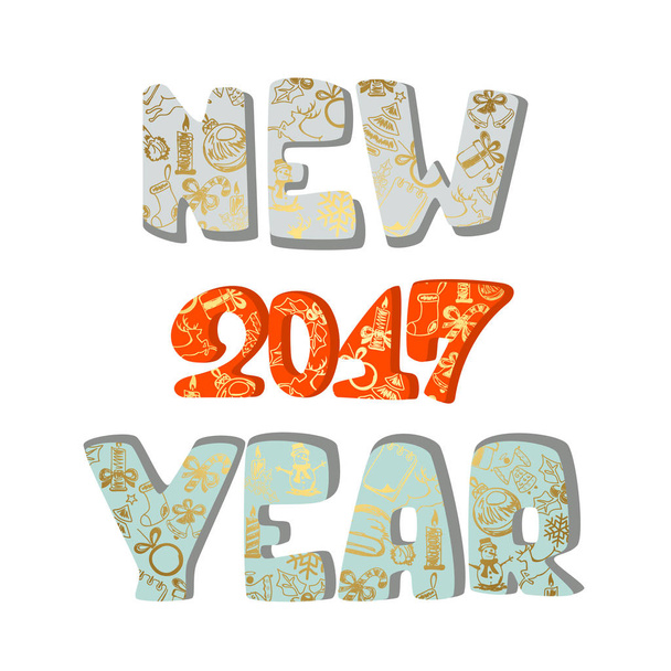 Ano Novo 2017 com elementos decorativos dourados
 - Vetor, Imagem