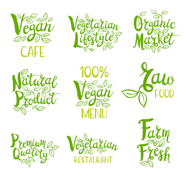 Set of hand drawn labels food, spices. - Vector, Image