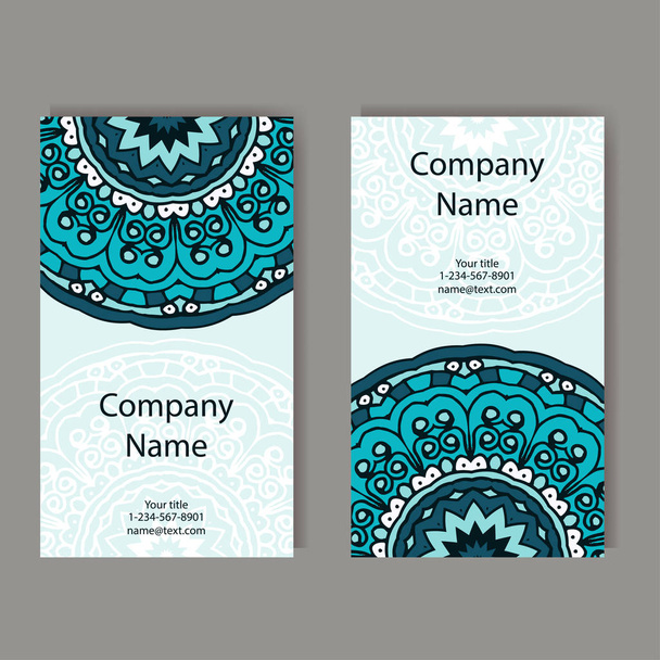 Vector template business card. Geometric background. Card or invitation collection. Islam, Arabic, Indian, ottoman motifs. - Wektor, obraz
