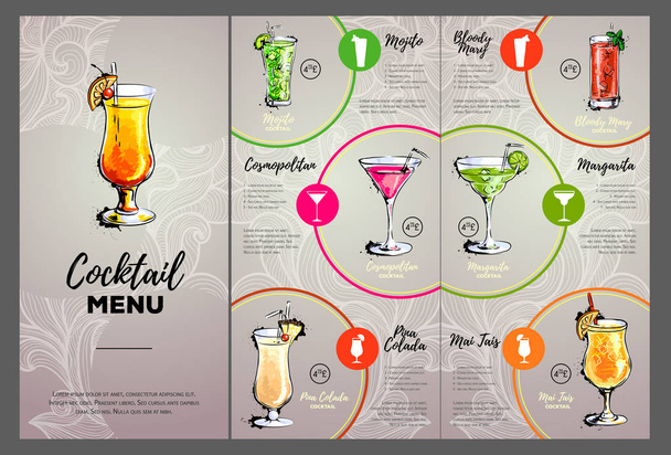 Cocktail menu design - Wektor, obraz