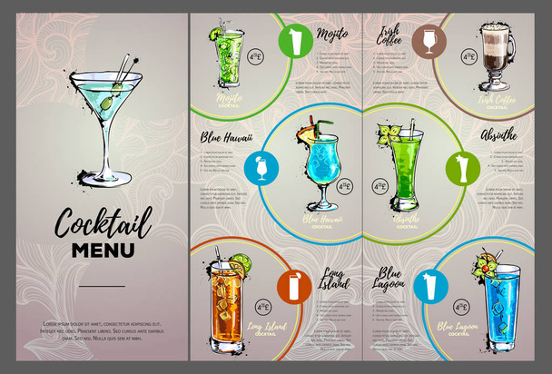 Cocktail menu design - Vector, Image