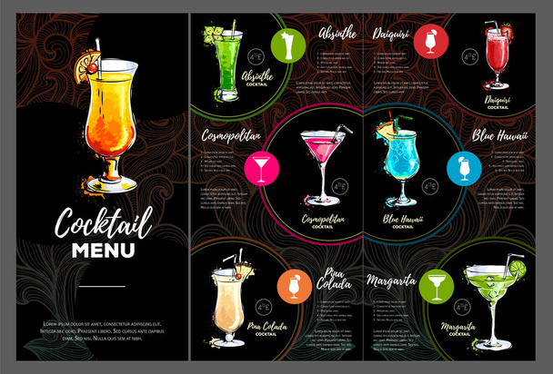 Cocktail menu design - Διάνυσμα, εικόνα