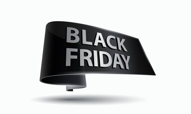 Black Friday advertising banner. Dark glass texture banner. Realistic 3D vector template for flyer, poster and printing on a white background. - Vector, Image