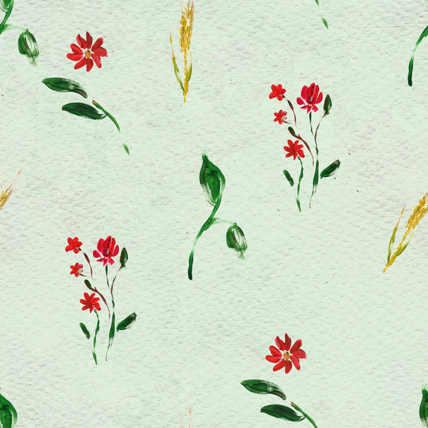 Seamless pattern with red flowers - Foto, imagen