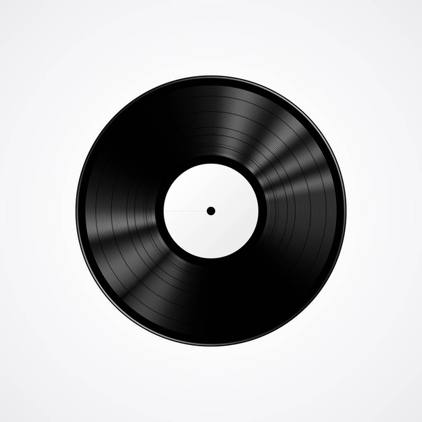 Black vinyl record isolated on white background - Vector, afbeelding