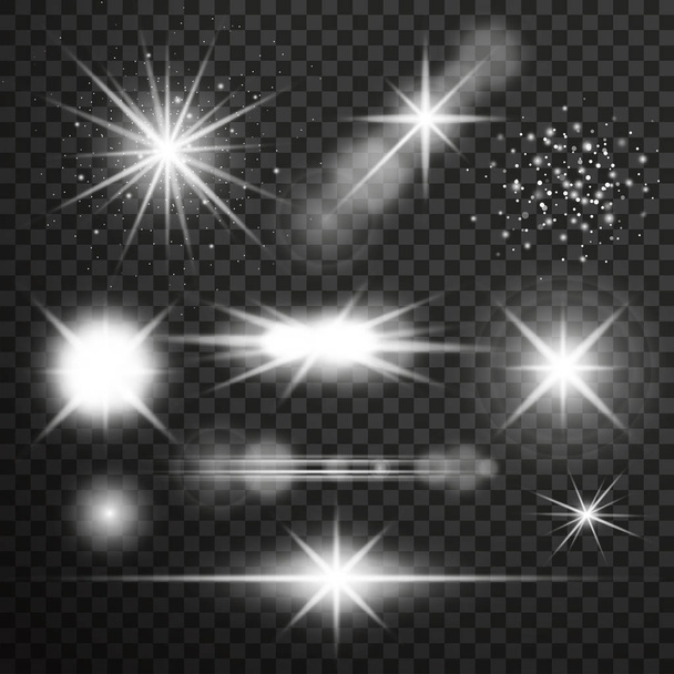 Transparent glow light effect. Star burst with sparkles.lens fla - Vector, Image