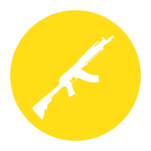 Terrorist Icon Small Arms Yellow Icon Vector Button - Vector, Image