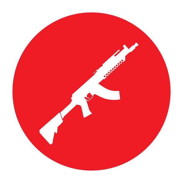 Terrorist Icon Small Arms Red Icon Vector Button - Vector, Image