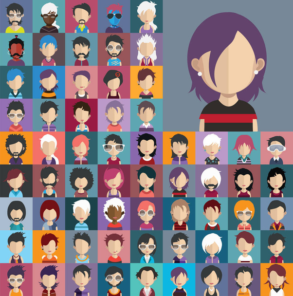 set of various people flat icons - Vector, Image