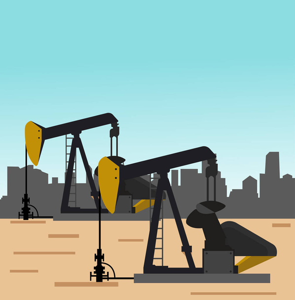 Εξέδρες άντλησης πετρελαίου βιομηχανία - Διάνυσμα, εικόνα