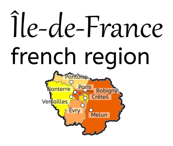 Ile-de-France Ranskan alueen kartta
 - Vektori, kuva