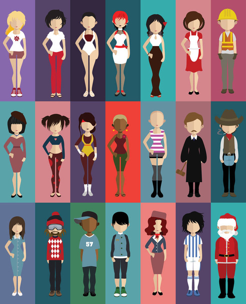 set of various people flat icons - Vector, Image