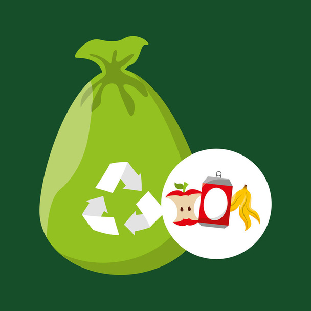Konzept Recycling Prozess Trash Icon Design - Vektor, Bild