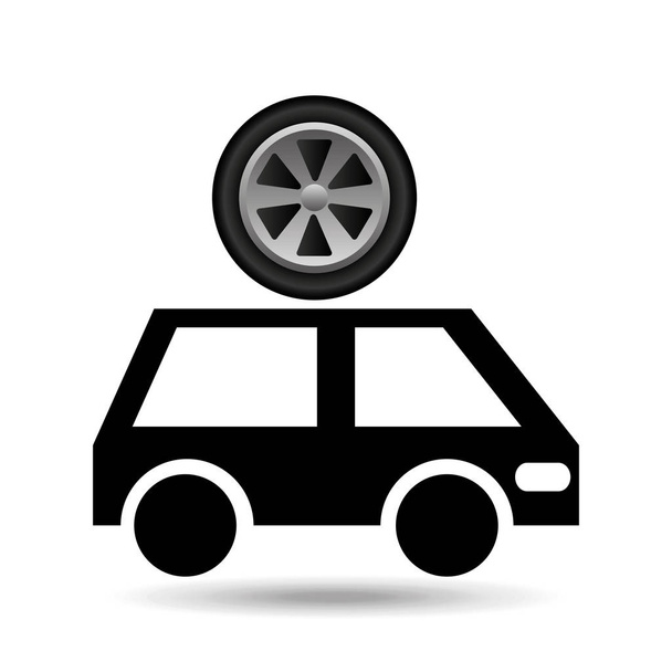kreslený van auto kola ikony designu - Vektor, obrázek