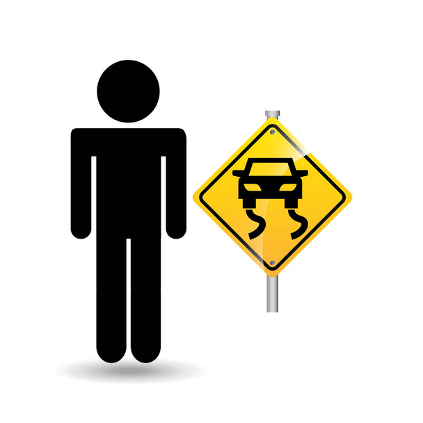 yol işareti kaygan siluet adam - Vektör, Görsel
