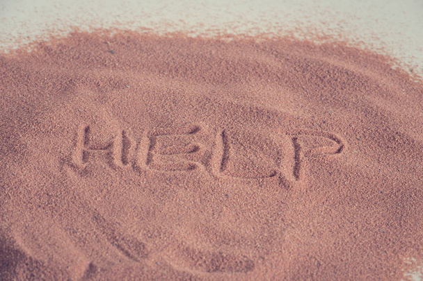 "Help"  inscription on the sand - Photo, Image