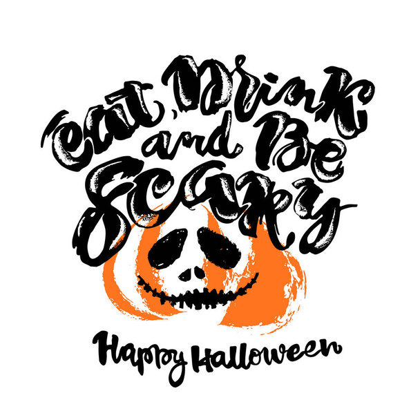 Halloween lettering poster, inspirational postcard - Vector, Image