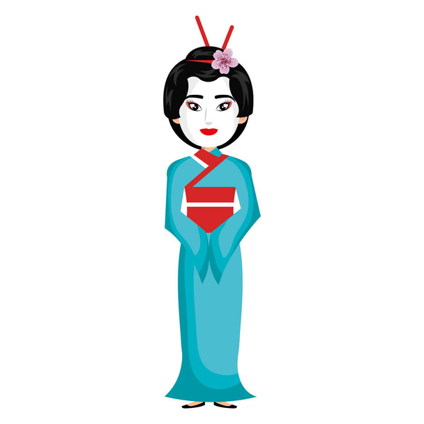gyönyörű gésa japán karakter - Vektor, kép