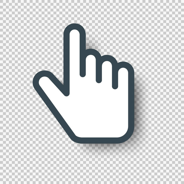 Icono de cursor de mano puntero aislado. Ilustración vectorial con sombra
 - Vector, imagen