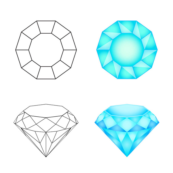 Set diamonds on a white background . Eps 10 Vector illustration - Vector, Image