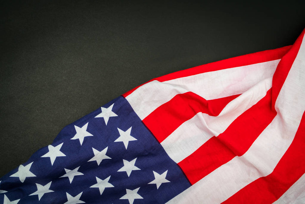 American flag on black background . - Foto, Imagen