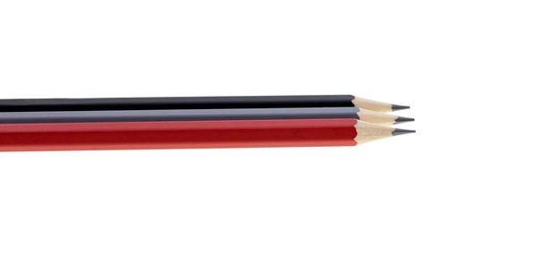 Crayón de dibujo rojo, gris y negro aislado sobre fondo blanco
 - Foto, Imagen