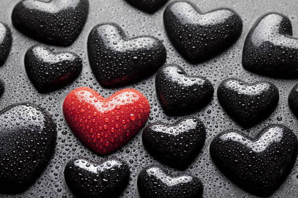Hearts on black background - Photo, Image