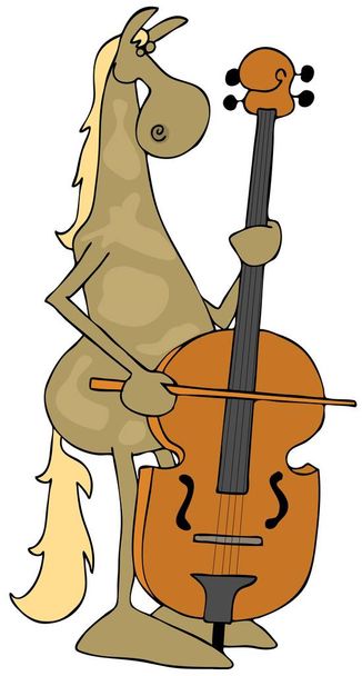 Лошадь играет на двойной бас-скрипке
 - Фото, изображение