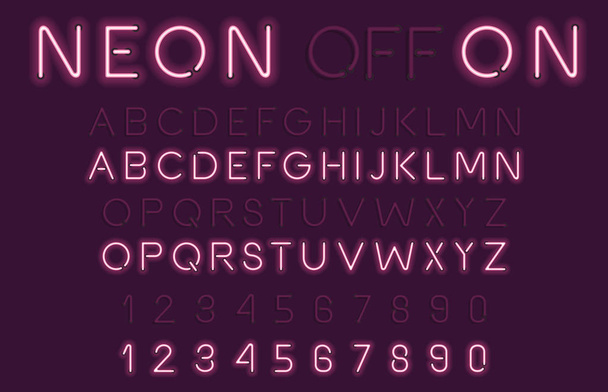 Neon Light Alphabet Vector Font - Vector, Image