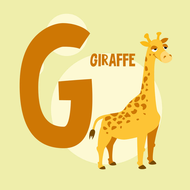 Girafe orange drôle sur le fond de la lettre G. Vector i
 - Vecteur, image